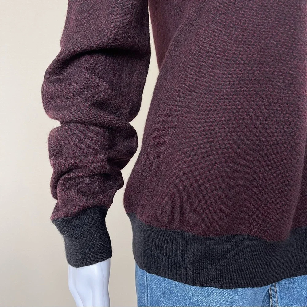 Pal Zileri 100% Lana Wool 1/4 Zip Sweater Burgundy Black